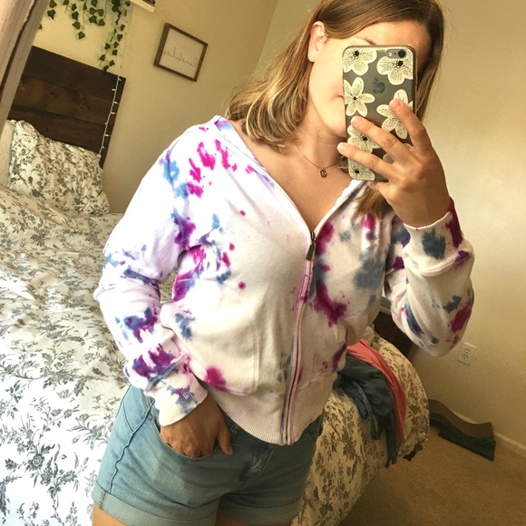 Hand Tie Dyed Zip Hoodie - Picture 1 of 4